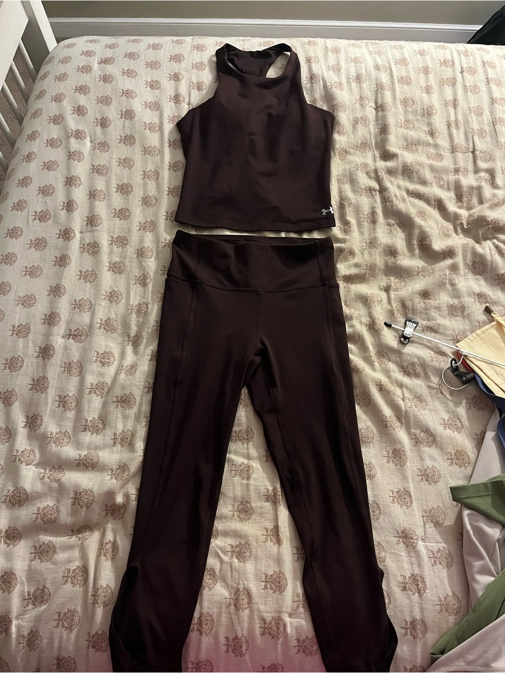 Under Armour Brown High-Rise Leggings with Racerback Crop Top